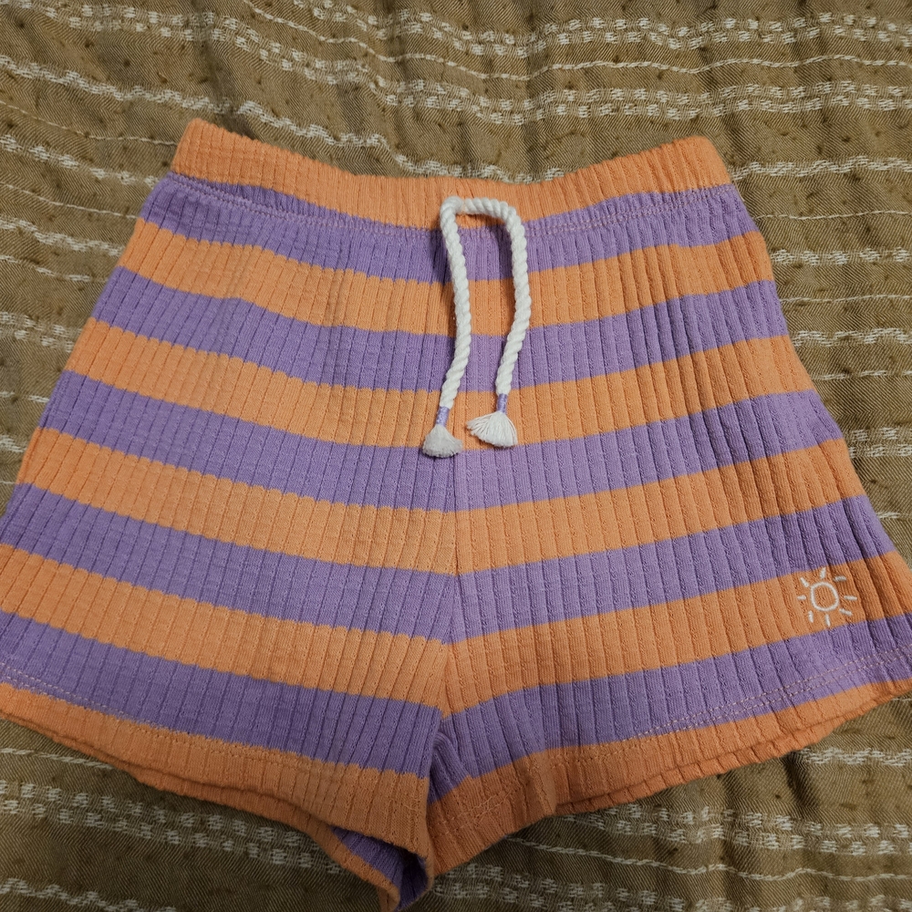 Striped Orange and Purple Women Shorts